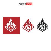 elemento piro, genshin de elemento de fuego rojo, signo de logotipo de videojuego móvil de impacto aislado en fondo blanco vector