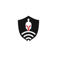 Spartan and wifi logo combination. Helmet and signal symbol or icon. vector