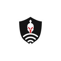 Spartan and wifi logo combination. Helmet and signal symbol or icon. vector