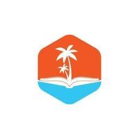 Book and palm tree logo design template. Book with palm tree logo design symbol vector template.