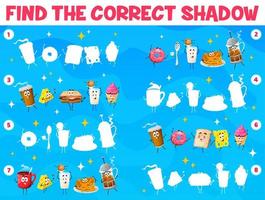 Find correct shadow of cartoon breakfast character vector