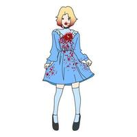 illustration vampire girl in a dress with blood vector