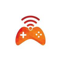 vector de plantilla de diseño de logotipo wifi de juego. combinación de joystick y logo wifi. gamepad y símbolo o icono de señal