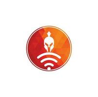 Spartan and wifi logo combination. Helmet and signal symbol or icon. vector