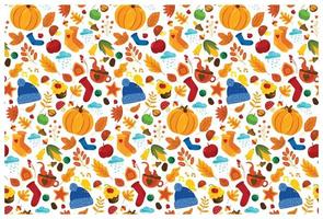 Seamless pattern with cozy autumn elements vector