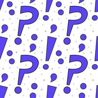 Vector seamless pattern with question and exclamation marks.  Vector illustration.Ideal for children's posters, packaging, textiles, web design, postcards.