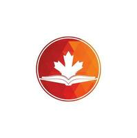 logotipo de educación canadiense. Estudia el diseño del logo de Canadá. diseño de logotipo de libro .maple libro vector