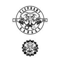 Elephant and piston garage logo vector