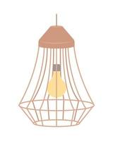 Lamp with wire cage plafond semi flat color vector object. Editable element. Full sized item on white. Home decor simple cartoon style illustration for web graphic design and animation