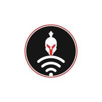 Spartan and wifi logo combination. Helmet and signal symbol or icon. vector