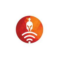 Spartan and wifi logo combination. Helmet and signal symbol or icon. vector