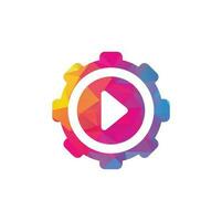 Gear Media Logo. Abstract Vector Gear Media Technology Icon.