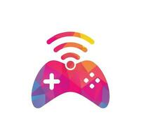 vector de plantilla de diseño de logotipo wifi de juego. combinación de joystick y logo wifi. gamepad y símbolo o icono de señal