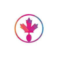 diseño de concepto de logotipo de comida canadiense. concepto de logotipo de restaurante de comida canadiense. icono de hoja y tenedor de arce vector