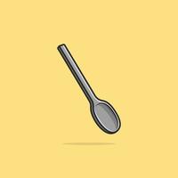 Spoon Cartoon Vector Icon Illustration. Food Object Icon Concept Isolated Premium Vector. Flat Cartoon Style