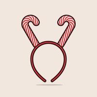 Festive headband decorated with Santa's candy, reindeer horns, and a greeting for Christmas celebration. vector