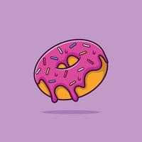 Floating Doughnut Cartoon Vector Icon Illustration. Food Object Icon Concept Isolated Vector. Flat Cartoon Style