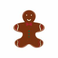 Gingerbread man. Christmas icon. Holiday winter symbols isolated on white background in hand drawn vector