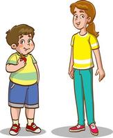 ilustración de vector de niños gordos y delgados largos y cortos