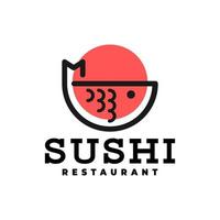 ilustración de un pez con un círculo rojo detrás. bueno para el logotipo de sushi o cualquier negocio relacionado con el pescado vector