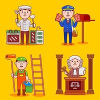 Set vector illustration of young man character profession