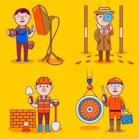 Set vector illustration of young man character profession