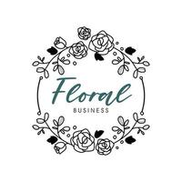 simple floral logo illustration vector