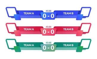 scoreboard versus team A vs team B for sport lower third with time and result duel battle vector