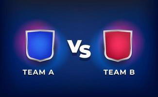 scoreboard versus team A vs team B for sport lower third. Blue team fight red team with shield 3D vector