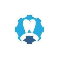 Llame a la plantilla de diseño del logotipo del concepto de forma de engranaje dental. icono de diseño de logotipo de llamada dental vector