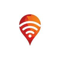 pin de mapa con vector de diseño de icono de logotipo de señal wifi.