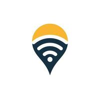 Map pin with wifi signal logo icon design vector. vector