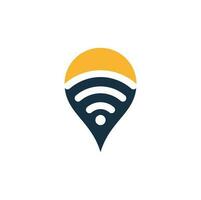 pin de mapa con vector de diseño de icono de logotipo de señal wifi.