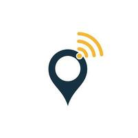 Map pin with wifi signal logo icon design vector. vector