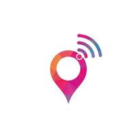 Map pin with wifi signal logo icon design vector. vector