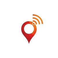 Map pin with wifi signal logo icon design vector. vector