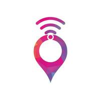 Map pin with wifi signal logo icon design vector. vector