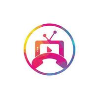 diseño de plantilla de logotipo de llamada telefónica de televisión. llame al icono de diseño del logotipo de tv. vector