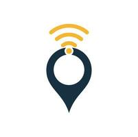 Map pin with wifi signal logo icon design vector. vector