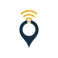 pin de mapa con vector de diseño de icono de logotipo de señal wifi.