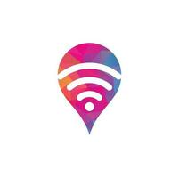 pin de mapa con vector de diseño de icono de logotipo de señal wifi.