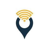 pin de mapa con vector de diseño de icono de logotipo de señal wifi.