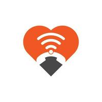 Call wifi heart shape concept logo design vector template. Phone and wifi logo design icon