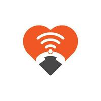 Call wifi heart shape concept logo design vector template. Phone and wifi logo design icon