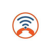 Call logo wifi icon design vector. Phone and wifi logo design template. vector