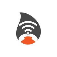 Call wifi drop shape concept logo design vector template. Phone and wifi logo design icon