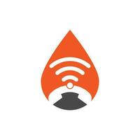 Call wifi drop shape concept logo design vector template. Phone and wifi logo design icon