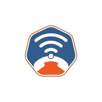 Call logo wifi icon design vector. Phone and wifi logo design template. vector
