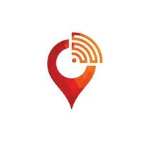 Map pin with wifi signal logo icon design vector. vector