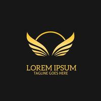 Template logo wing with semi circle golden color luxury vector
